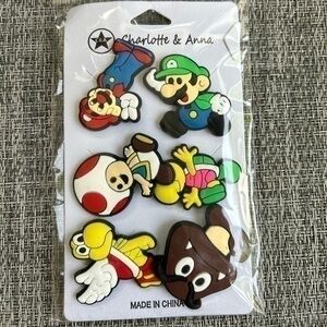 6 piece, Mario brothers, Nintendo, Croc charms with Mario, Luigi and friends